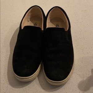 Suede Black Ugg slip-ons; women’s